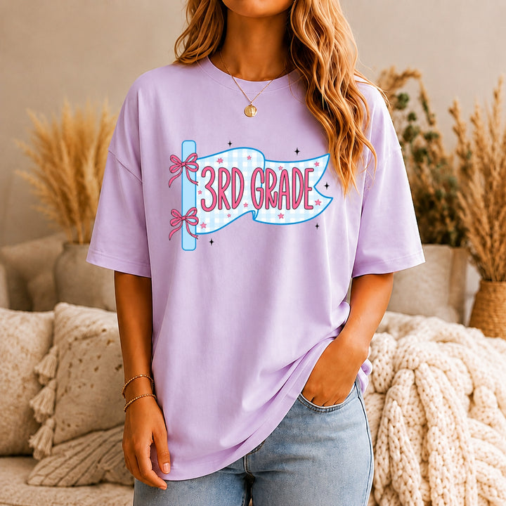 Comfort Colors Custom Grade & Name Teacher Shirt, Pennant Flag Teacher Tee, Teacher Team Shirt, First Second Third Fourth Fifth Grade Shirt