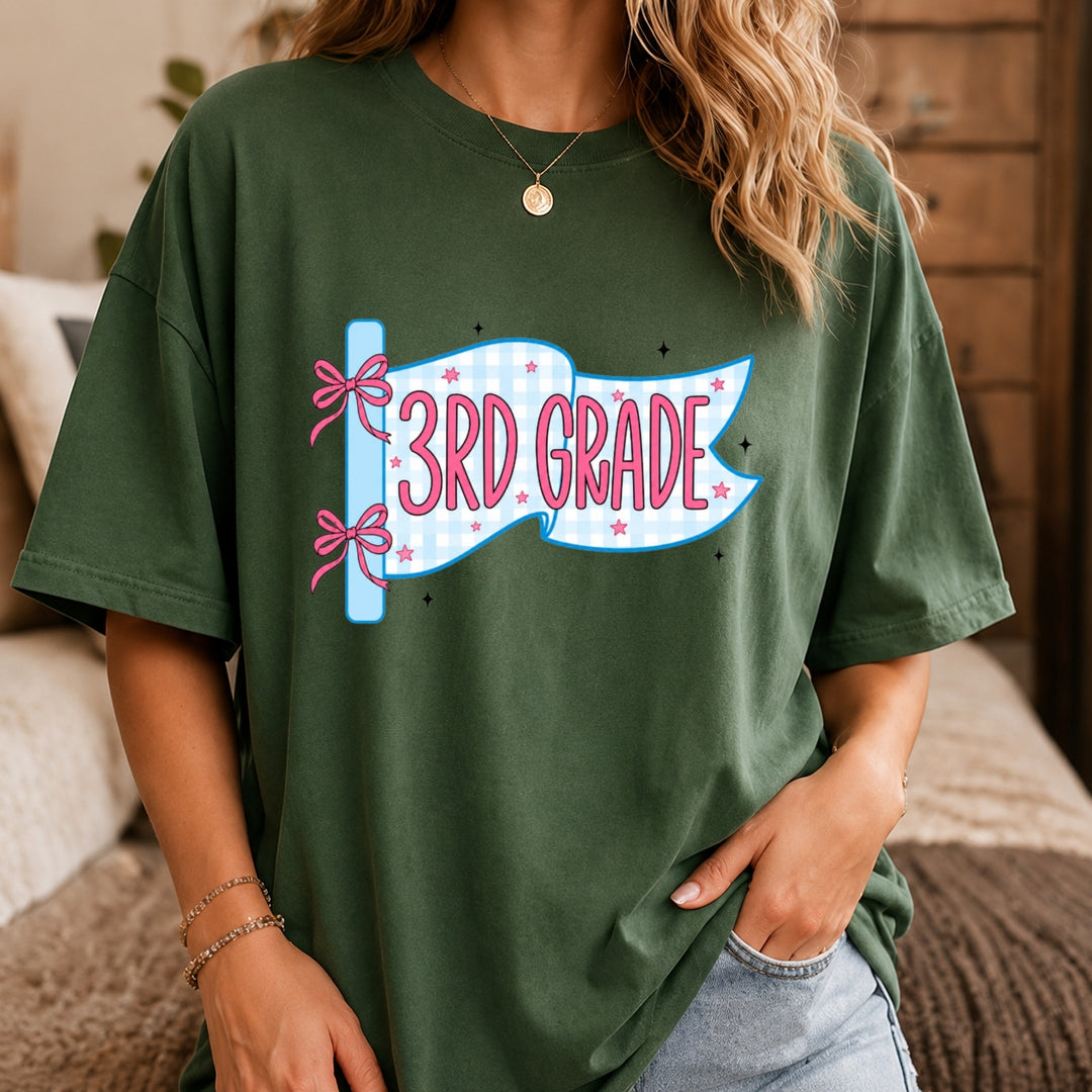 Comfort Colors Custom Grade & Name Teacher Shirt, Pennant Flag Teacher Tee, Teacher Team Shirt, First Second Third Fourth Fifth Grade Shirt