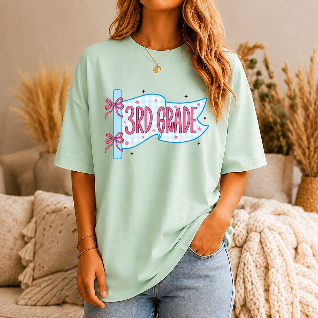 Comfort Colors Custom Grade & Name Teacher Shirt, Pennant Flag Teacher Tee, Teacher Team Shirt, First Second Third Fourth Fifth Grade Shirt