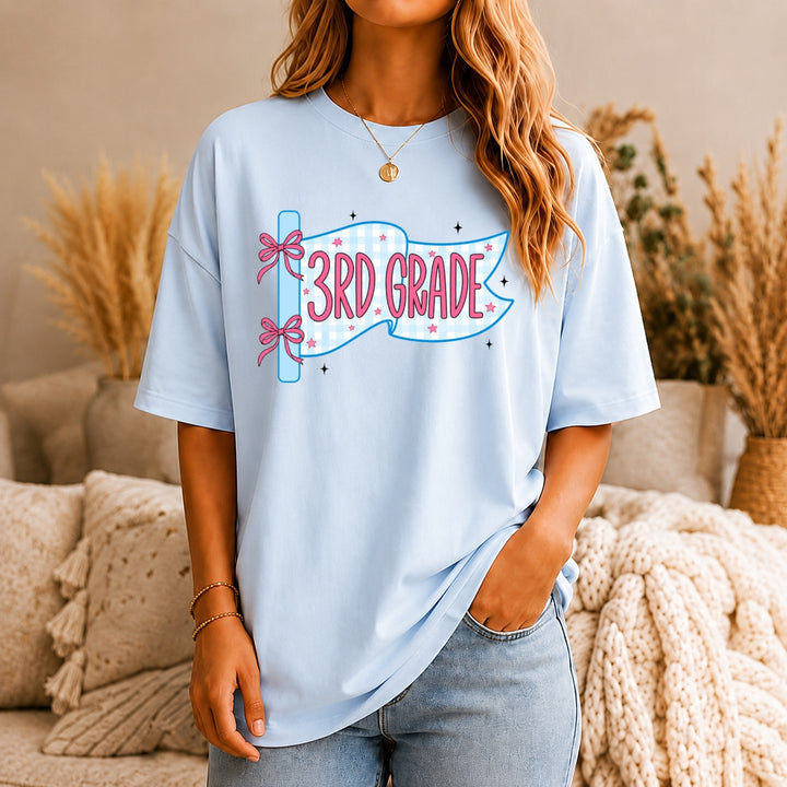 Comfort Colors Custom Grade & Name Teacher Shirt, Pennant Flag Teacher Tee, Teacher Team Shirt, First Second Third Fourth Fifth Grade Shirt