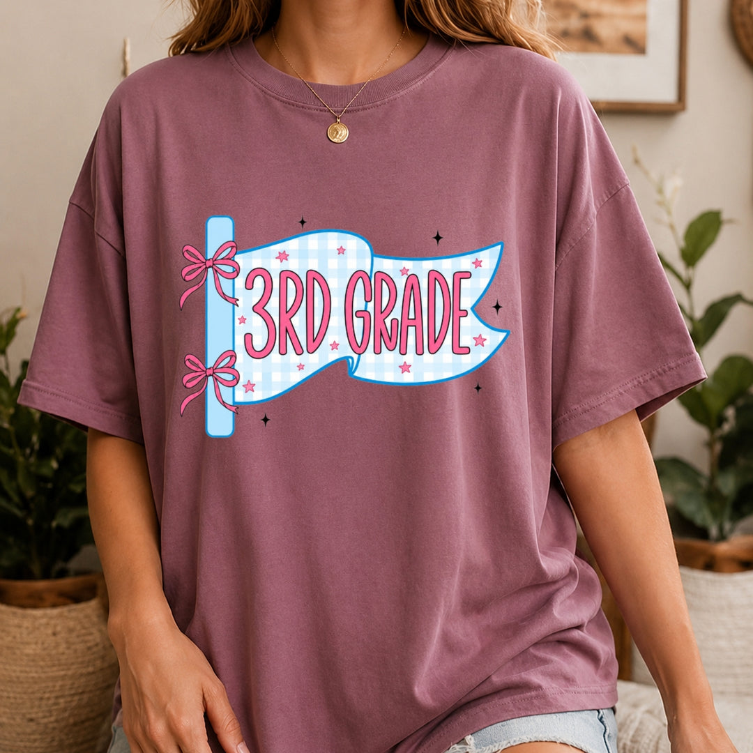 Comfort Colors Custom Grade & Name Teacher Shirt, Pennant Flag Teacher Tee, Teacher Team Shirt, First Second Third Fourth Fifth Grade Shirt