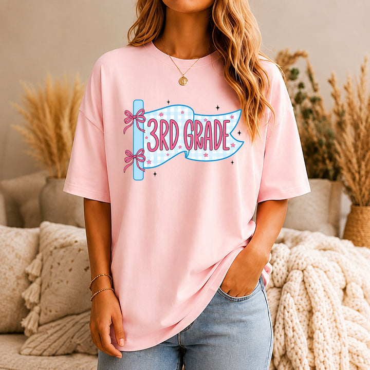 Comfort Colors Custom Grade & Name Teacher Shirt, Pennant Flag Teacher Tee, Teacher Team Shirt, First Second Third Fourth Fifth Grade Shirt