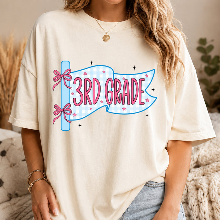 Comfort Colors Custom Grade & Name Teacher Shirt, Pennant Flag Teacher Tee, Teacher Team Shirt, First Second Third Fourth Fifth Grade Shirt
