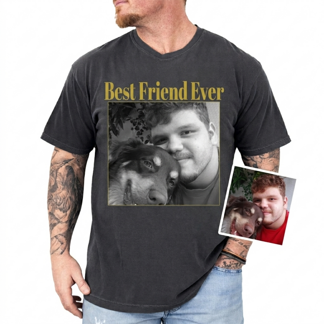 Personalized Pet Photo Shirt, Custom Dog & Owner Photo T-Shirt, Personalized Cat Photo Tee, Best Friend Ever Shirt, Custom Pet Lover Gift