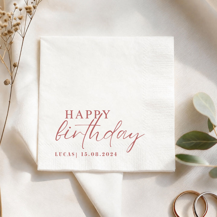 Custom Birthday Napkins with Text - Personalized Cocktail Napkins for Party Decor - Happy Birthday Napkins For All Ages