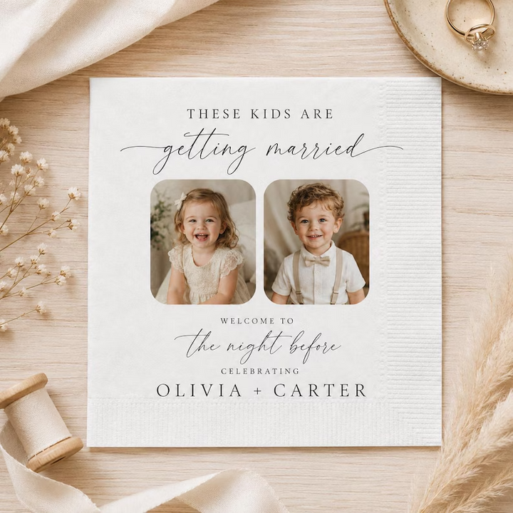 Personalized Wedding Photo Napkins Custom Cocktail Beverage Napkins Rehearsal Dinner Reception Decor Keepsake Gift