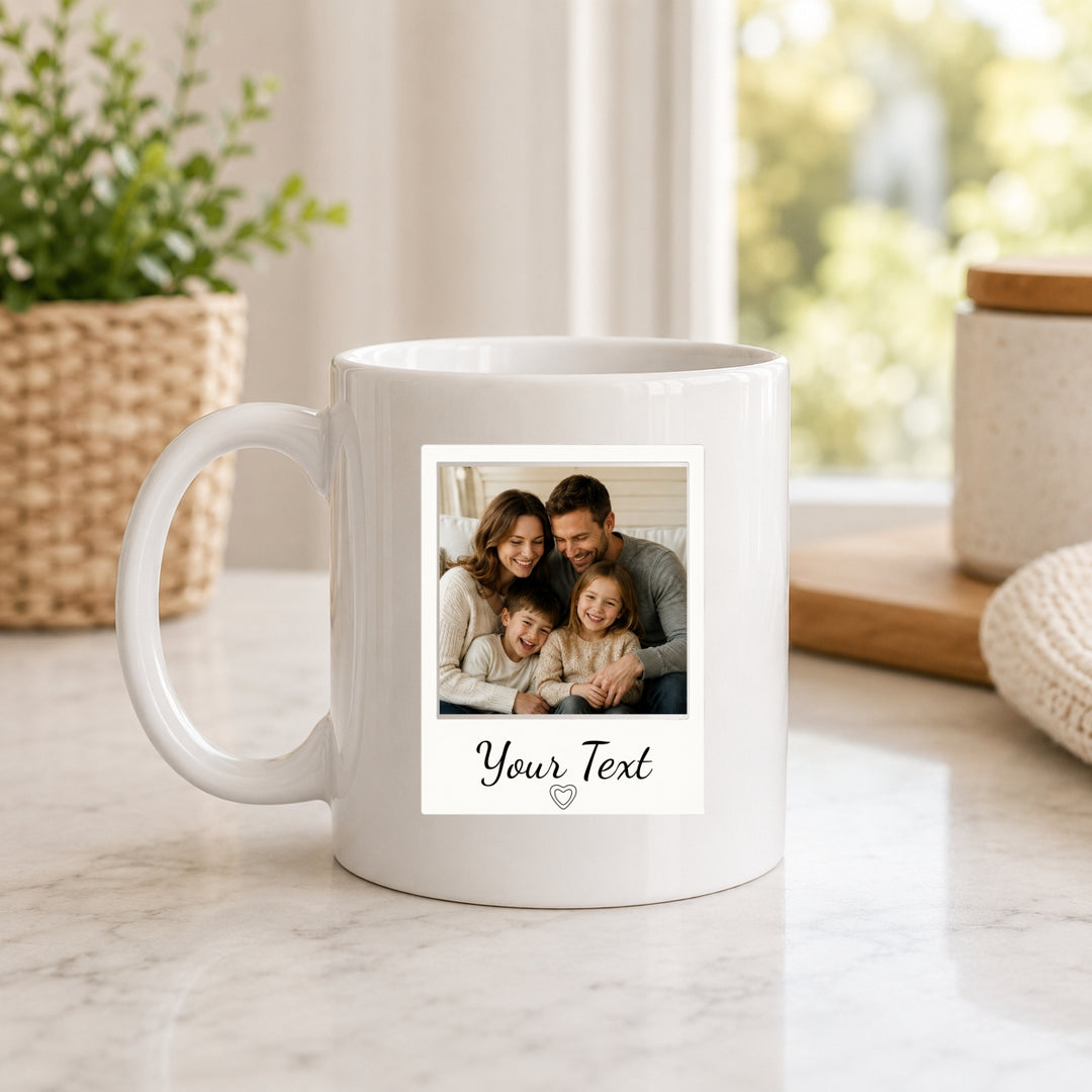 Personalized Photo Pottery Mug, Gift for Mom Dad, Custom Polaroid Photo Mug, Custom Mug Gift For Parents, Picture Cup, Custom Birthday Gift