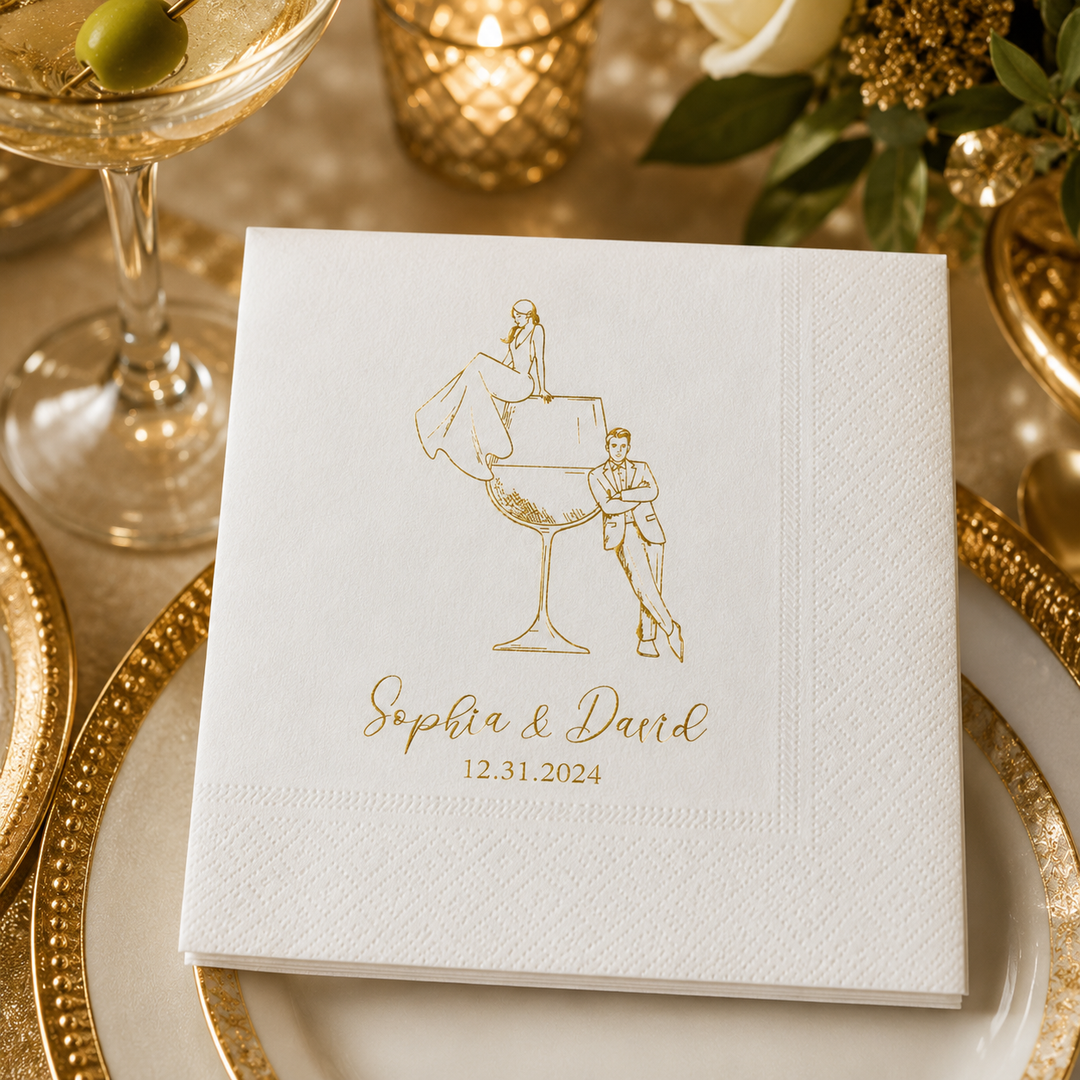 Personalized Cocktail Napkins with Text, Custom Wedding Cocktail Napkins for Engagement, Bridal Shower, Wedding Party Decor