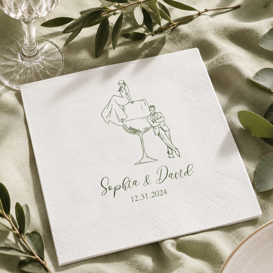 Personalized Cocktail Napkins with Text, Custom Wedding Cocktail Napkins for Engagement, Bridal Shower, Wedding Party Decor