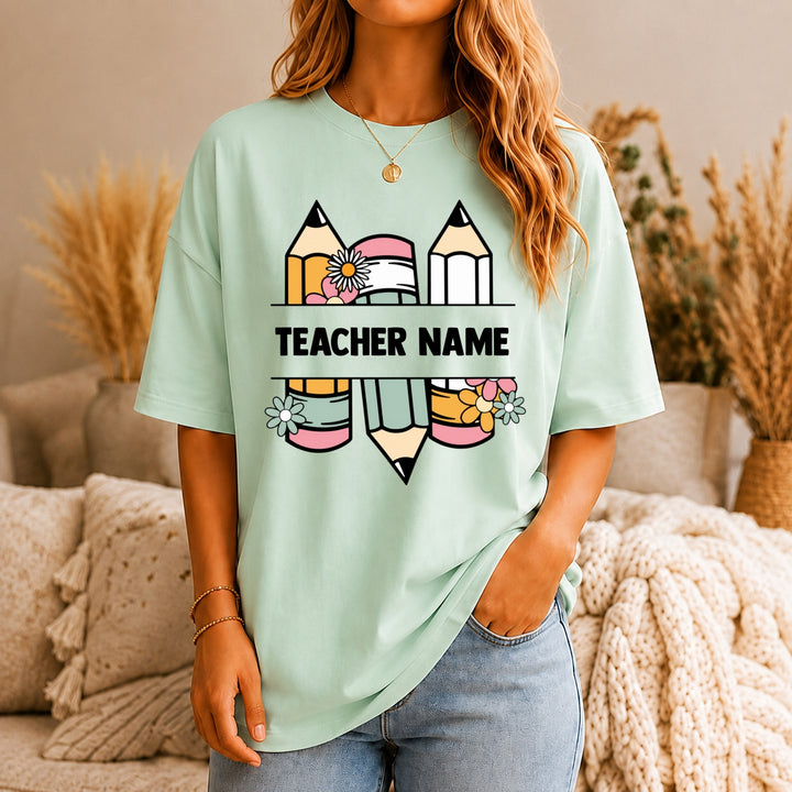 Custom Name Teacher Shirt, Personalized Teacher T-Shirt, Kindergarten Teacher Tee, Teacher Gift, Back to School, Teacher First Day of School
