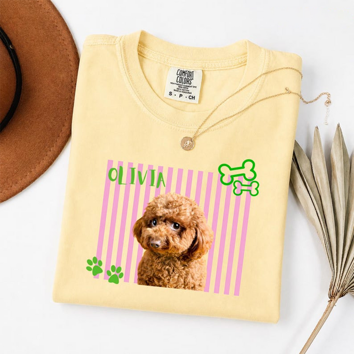 Personalized Neon Pet Portrait Shirt, Custom Dog & Cat Name T-Shirt, Colorful Retro Pet Graphic Tee, Personalized Pet Lover Gift, Custom Photo Shirt