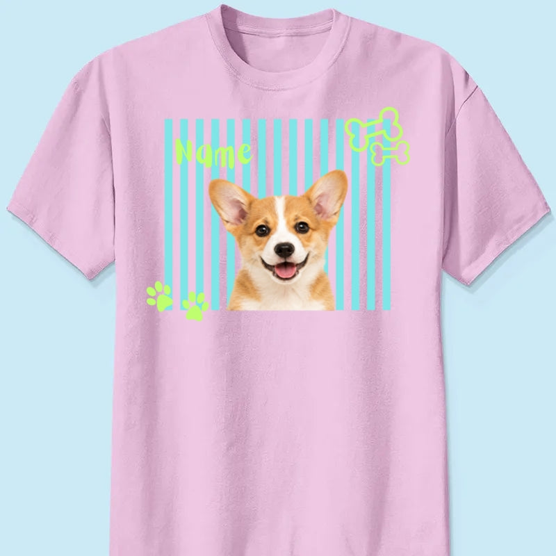 Personalized Neon Pet Portrait Shirt, Custom Dog & Cat Name T-Shirt, Colorful Retro Pet Graphic Tee, Personalized Pet Lover Gift, Custom Photo Shirt