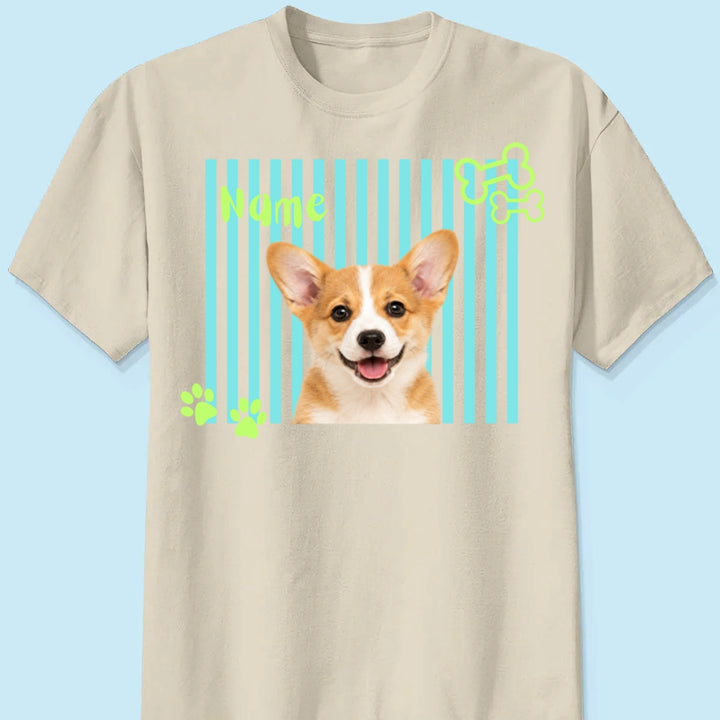 Personalized Neon Pet Portrait Shirt, Custom Dog & Cat Name T-Shirt, Colorful Retro Pet Graphic Tee, Personalized Pet Lover Gift, Custom Photo Shirt
