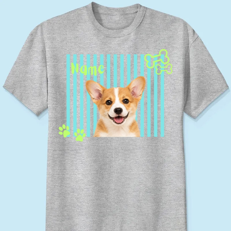 Personalized Neon Pet Portrait Shirt, Custom Dog & Cat Name T-Shirt, Colorful Retro Pet Graphic Tee, Personalized Pet Lover Gift, Custom Photo Shirt