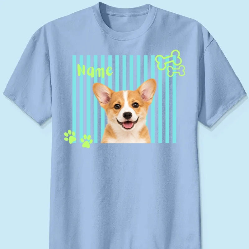 Personalized Neon Pet Portrait Shirt, Custom Dog & Cat Name T-Shirt, Colorful Retro Pet Graphic Tee, Personalized Pet Lover Gift, Custom Photo Shirt