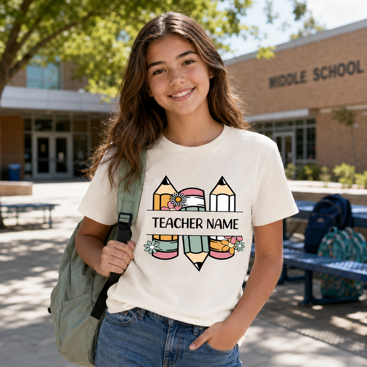 Custom Name Teacher Shirt, Personalized Teacher T-Shirt, Kindergarten Teacher Tee, Teacher Gift, Back to School, Teacher First Day of School