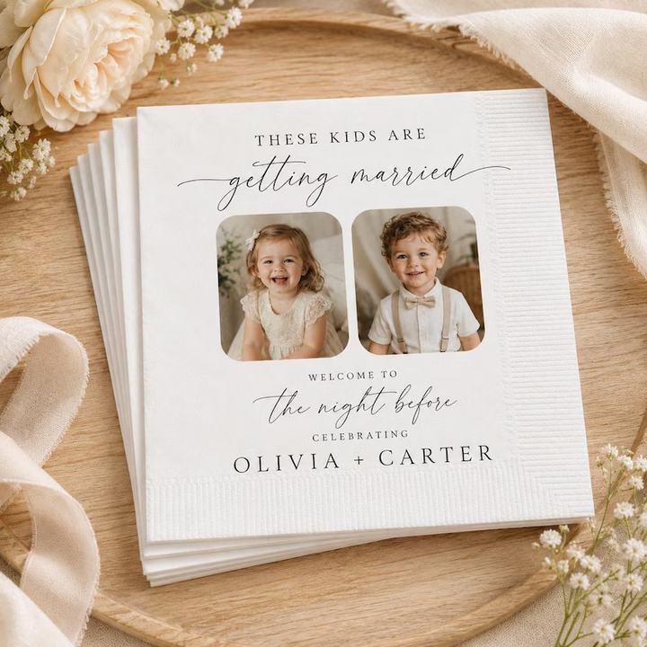 Personalized Wedding Photo Napkins Custom Cocktail Beverage Napkins Rehearsal Dinner Reception Decor Keepsake Gift