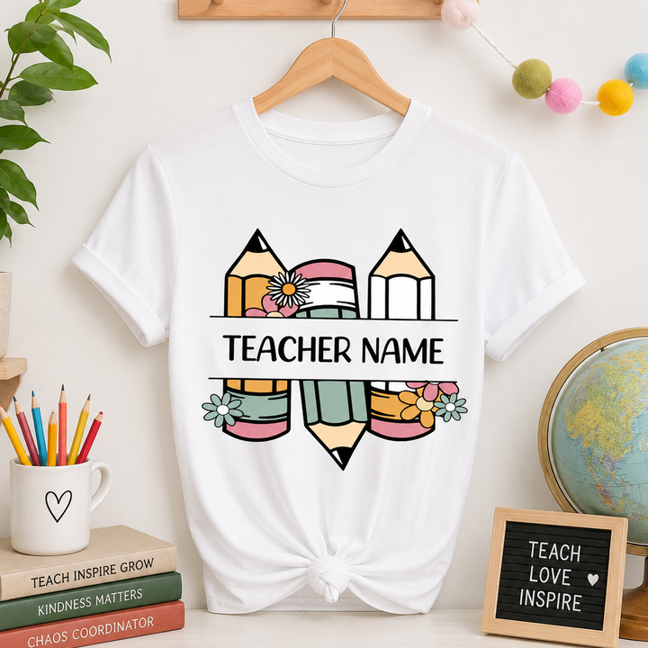 Custom Name Teacher Shirt, Personalized Teacher T-Shirt, Kindergarten Teacher Tee, Teacher Gift, Back to School, Teacher First Day of School