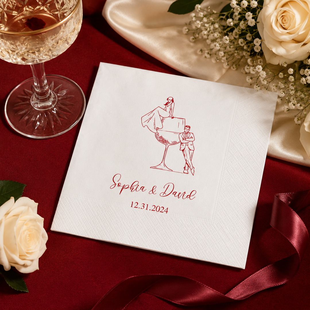 Personalized Cocktail Napkins with Text, Custom Wedding Cocktail Napkins for Engagement, Bridal Shower, Wedding Party Decor