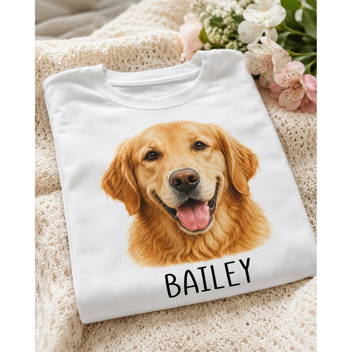 Personalized Pet Portrait Shirt, Custom Dog & Cat Photo T-Shirt, Personalized Pet Name Tee, Custom Pet Lover Gift, Dog Mom & Cat Mom Shirt