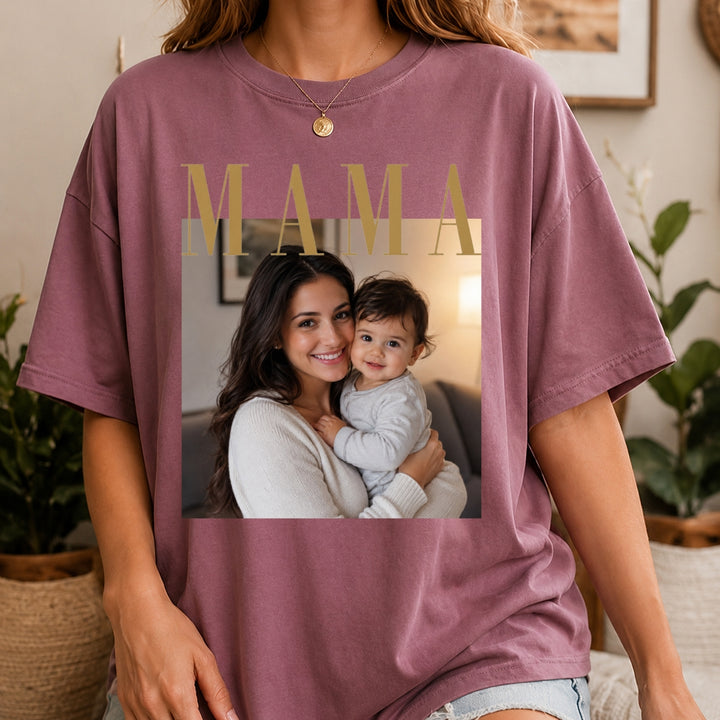 Custom Photo Mama Shirt, Custom Mom Photo Shirt, Personalized Comfort Colors Shirt for Mom, Mothers Day Gift, New Mom Shirt, Grandma Gift