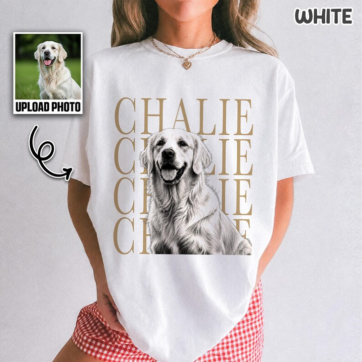 Personalized Vintage Pet Portrait Shirt, Custom Dog & Cat Photo T-Shirt, Personalized Pet Name Tee, Custom Photo Pet Lover Gift, Retro Graphic Shirt