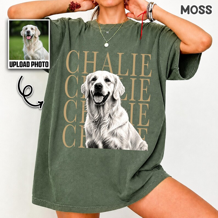 Personalized Vintage Pet Portrait Shirt, Custom Dog & Cat Photo T-Shirt, Personalized Pet Name Tee, Custom Photo Pet Lover Gift, Retro Graphic Shirt