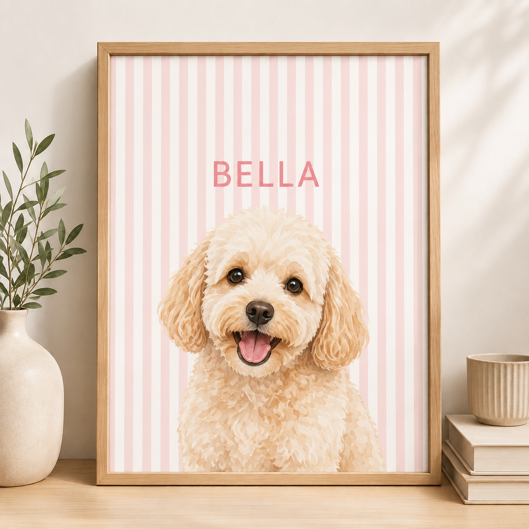 Personalized Pet Canvas, Custom Dog & Cat Portrait, Watercolor Pet Wall Art, Personalized Pet Name Canvas, Gift for Pet Lovers