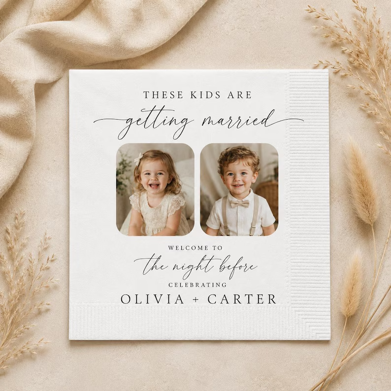 Personalized Wedding Photo Napkins Custom Cocktail Beverage Napkins Rehearsal Dinner Reception Decor Keepsake Gift