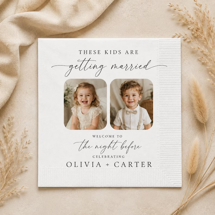 Personalized Wedding Photo Napkins Custom Cocktail Beverage Napkins Rehearsal Dinner Reception Decor Keepsake Gift