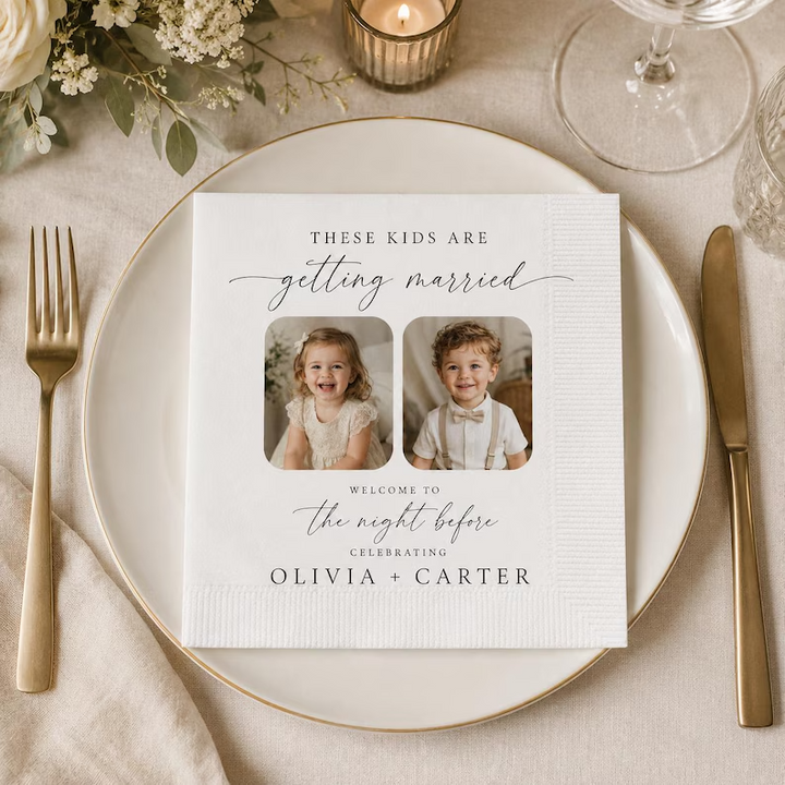 Personalized Wedding Photo Napkins Custom Cocktail Beverage Napkins Rehearsal Dinner Reception Decor Keepsake Gift