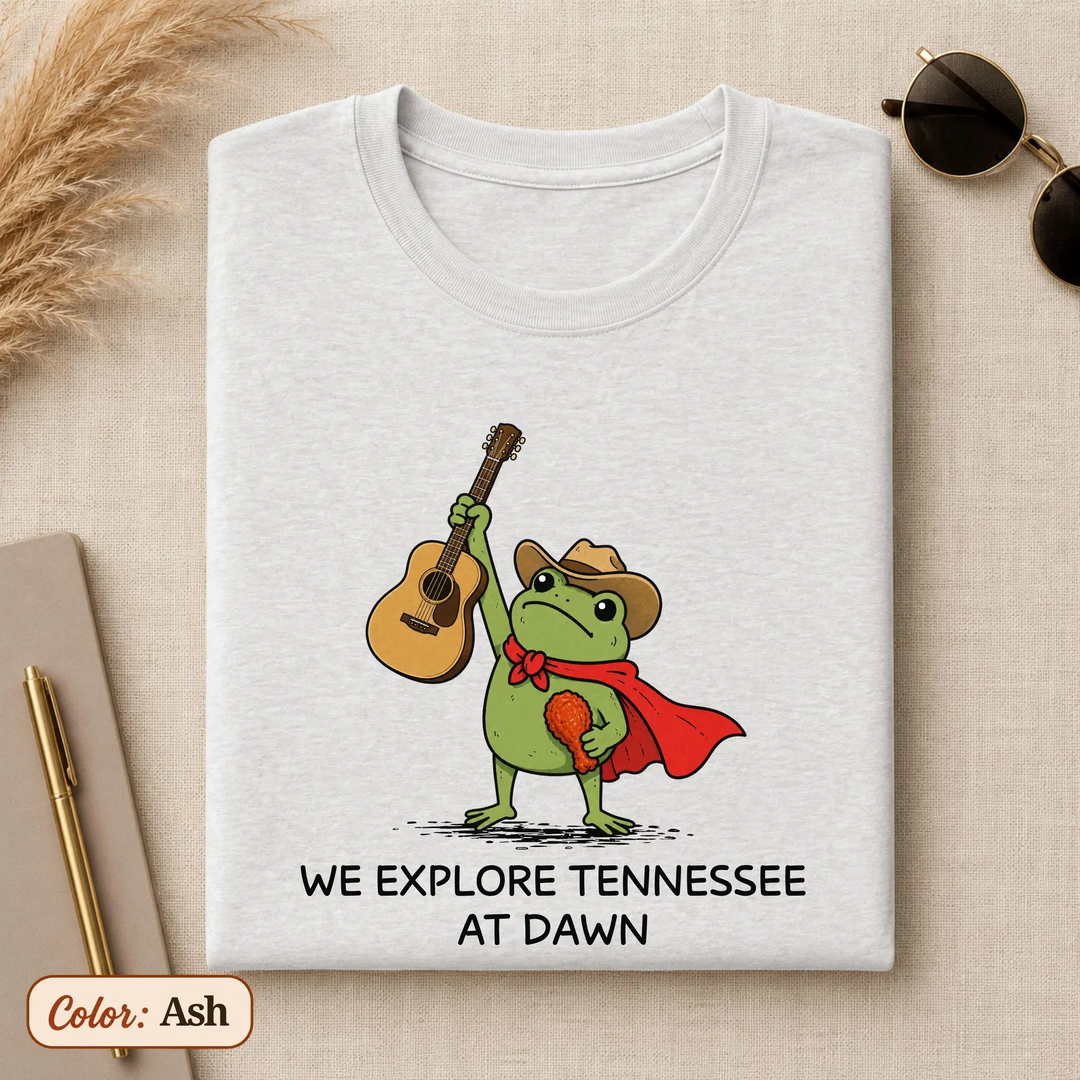 Tennessee Shirt, We Explore Tennessee At Dawn Frog Tee, Nashville Country Music Gift