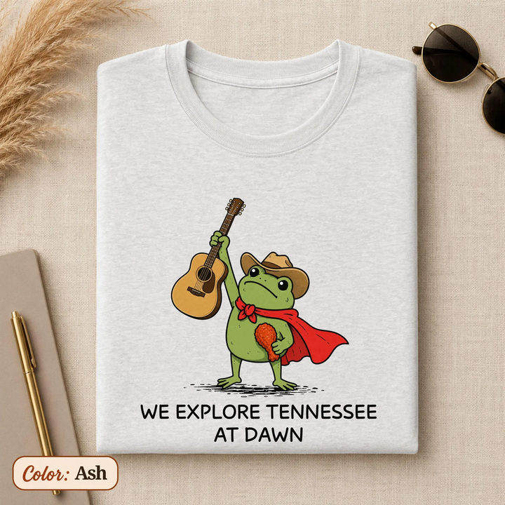 Tennessee Shirt, We Explore Tennessee At Dawn Frog Tee, Nashville Country Music Gift