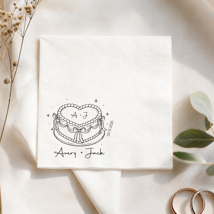 Personalized Wedding Napkins – Custom Names and Date Cocktail Bar Reception 3-Ply Paper