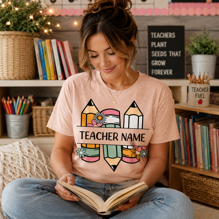 Custom Name Teacher Shirt, Personalized Teacher T-Shirt, Kindergarten Teacher Tee, Teacher Gift, Back to School, Teacher First Day of School