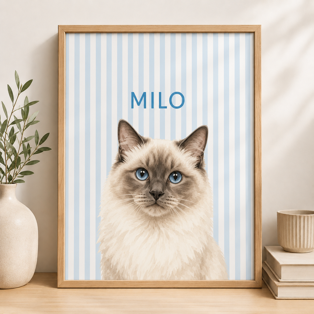 Personalized Pet Canvas, Custom Dog & Cat Portrait, Watercolor Pet Wall Art, Personalized Pet Name Canvas, Gift for Pet Lovers