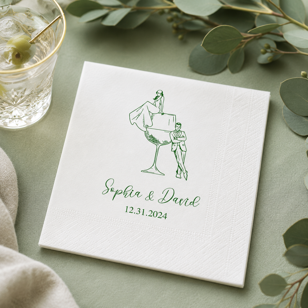 Personalized Cocktail Napkins with Text, Custom Wedding Cocktail Napkins for Engagement, Bridal Shower, Wedding Party Decor