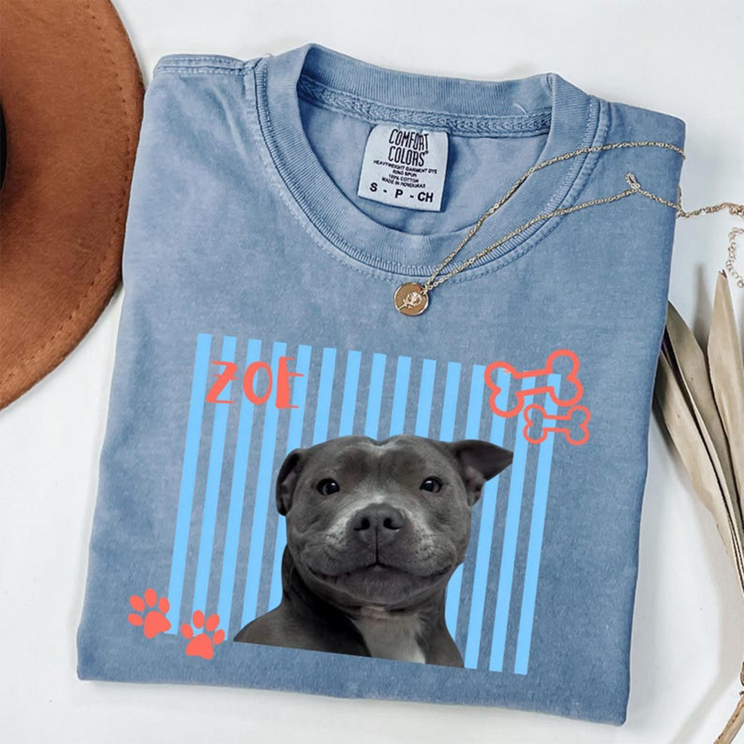 Personalized Neon Pet Portrait Shirt, Custom Dog & Cat Name T-Shirt, Colorful Retro Pet Graphic Tee, Personalized Pet Lover Gift, Custom Photo Shirt