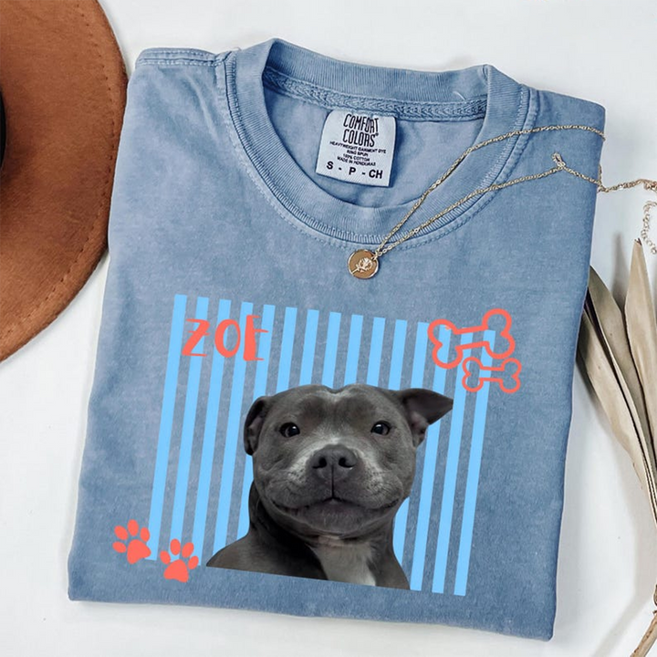Personalized Neon Pet Portrait Shirt, Custom Dog & Cat Name T-Shirt, Colorful Retro Pet Graphic Tee, Personalized Pet Lover Gift, Custom Photo Shirt