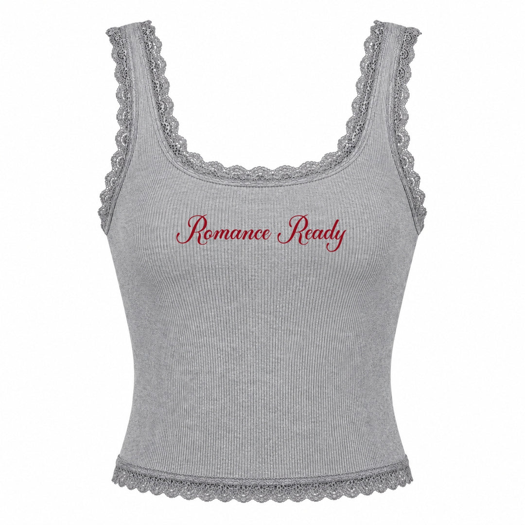 Personalized Embroidered Lace Tank Top, Custom Embroidery Modal Tank Bridal Shower Gift, Engagement Gift Bachelorette Party, New Mrs. Tank