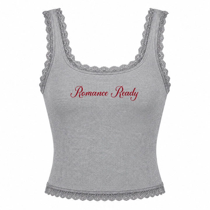 Personalized Embroidered Lace Tank Top, Custom Embroidery Modal Tank Bridal Shower Gift, Engagement Gift Bachelorette Party, New Mrs. Tank