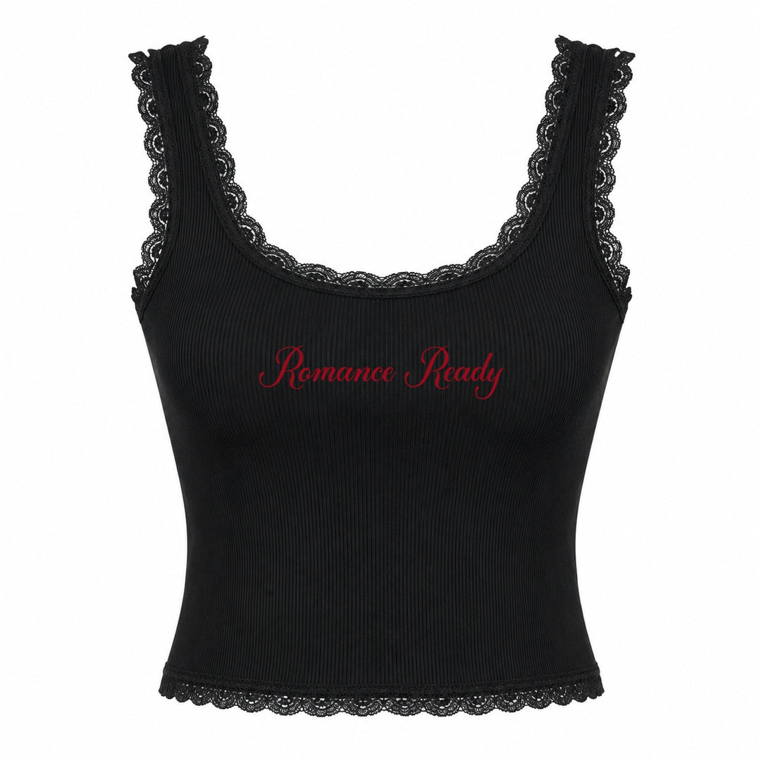 Personalized Embroidered Lace Tank Top, Custom Embroidery Modal Tank Bridal Shower Gift, Engagement Gift Bachelorette Party, New Mrs. Tank