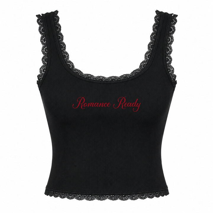 Personalized Embroidered Lace Tank Top, Custom Embroidery Modal Tank Bridal Shower Gift, Engagement Gift Bachelorette Party, New Mrs. Tank