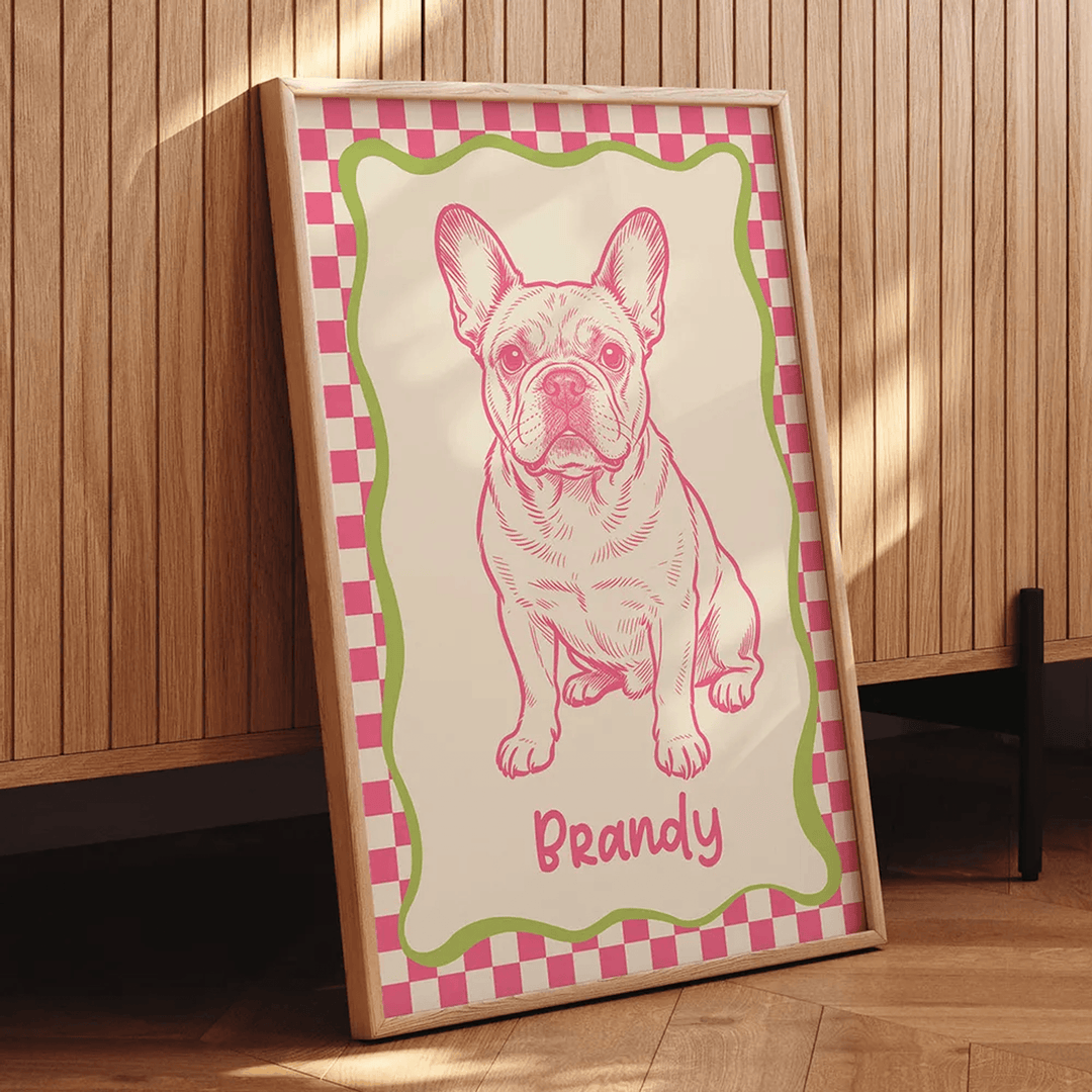 Custom Doodle Dog Portrait Minimalist, Unique Dog Art - Personalized Poster - Retro Pet Prints Gift