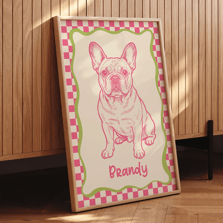 Custom Doodle Dog Portrait Minimalist, Unique Dog Art - Personalized Poster - Retro Pet Prints Gift