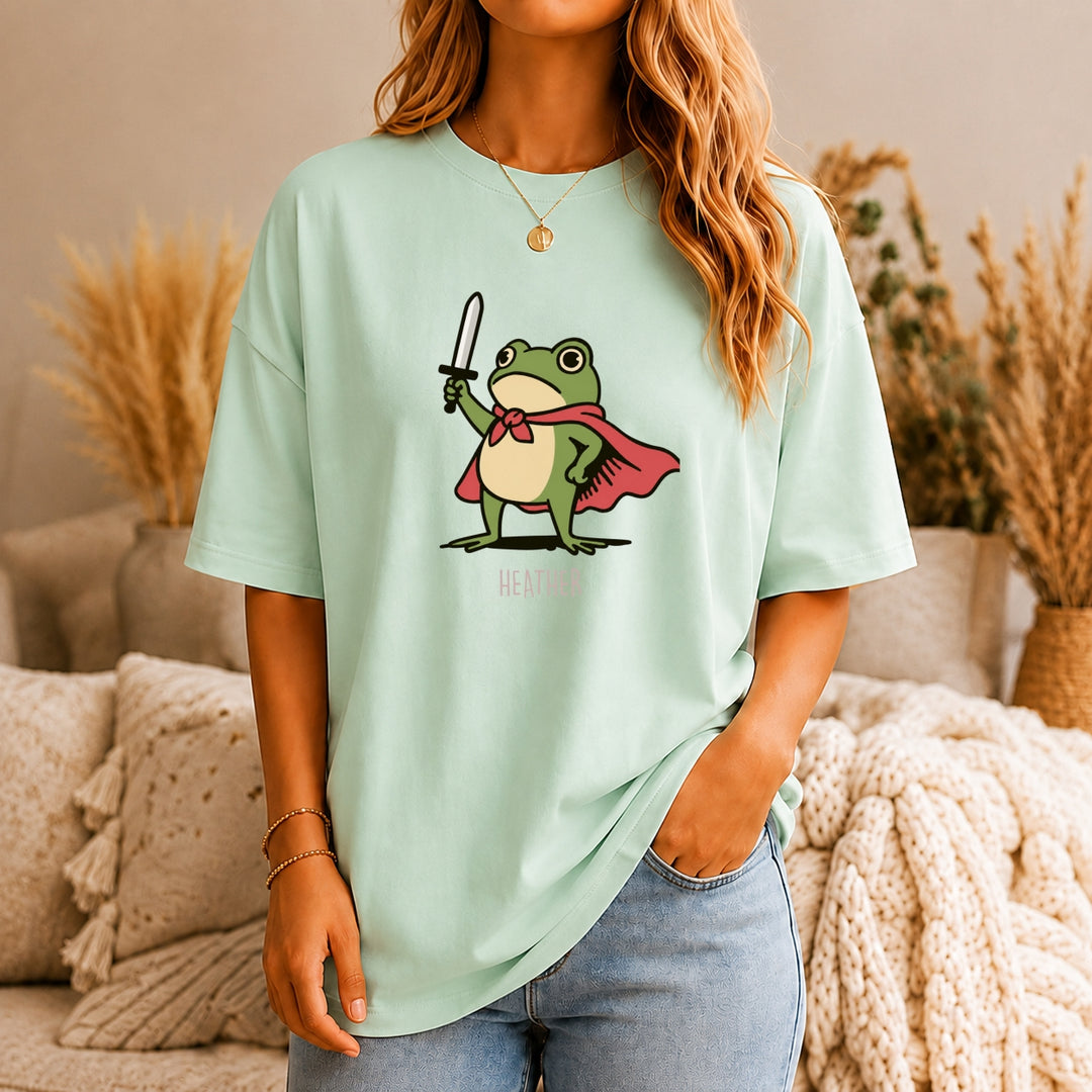 Comfort Colors Huzzah Frog with Sword Shirt, Medieval Frog Shirt, Funny Renaissance Faire Frog Gift, Whimsical Medieval, Frog Knight Shirt