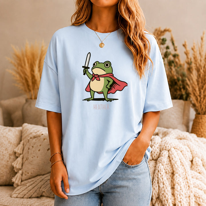 Comfort Colors Huzzah Frog with Sword Shirt, Medieval Frog Shirt, Funny Renaissance Faire Frog Gift, Whimsical Medieval, Frog Knight Shirt