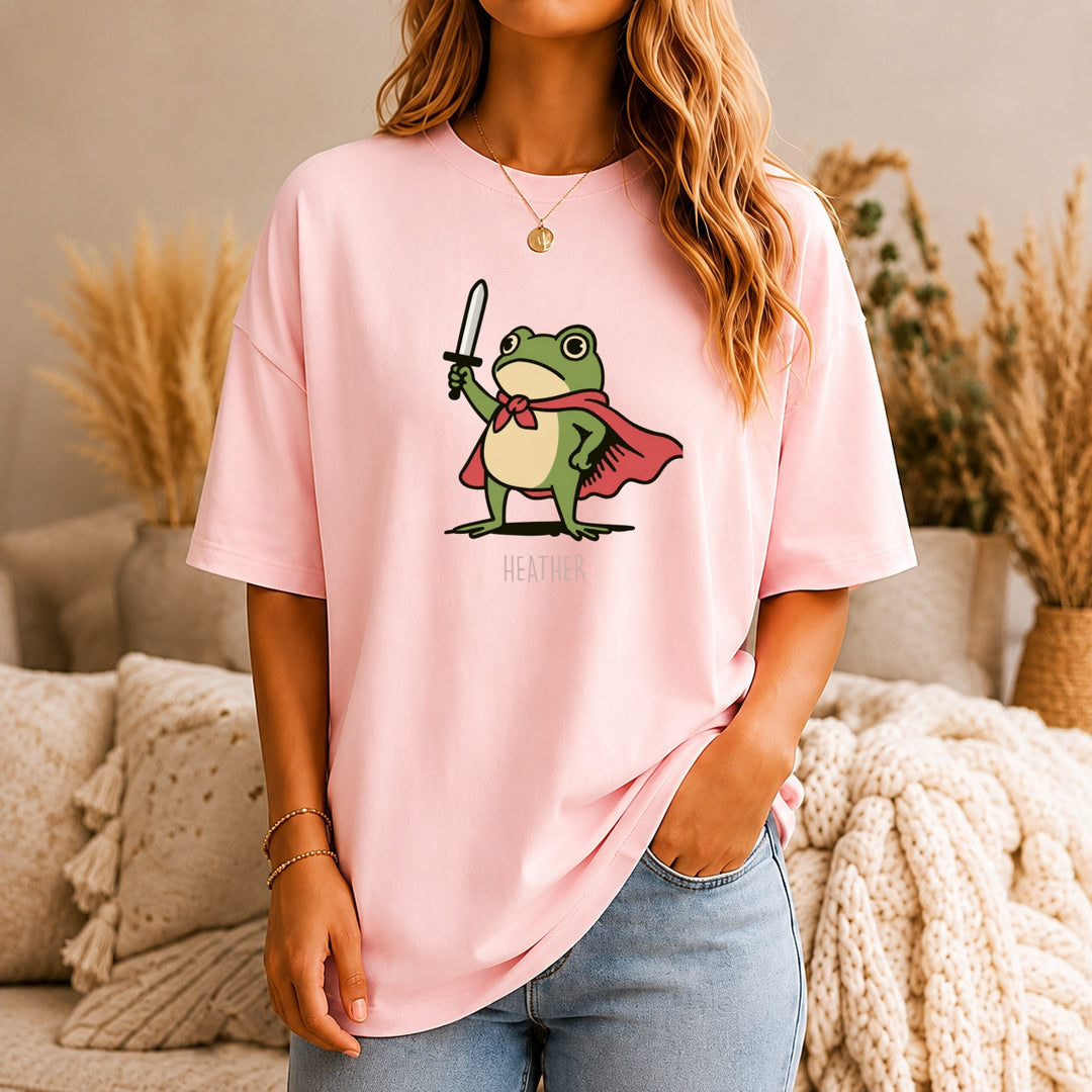 Comfort Colors Huzzah Frog with Sword Shirt, Medieval Frog Shirt, Funny Renaissance Faire Frog Gift, Whimsical Medieval, Frog Knight Shirt