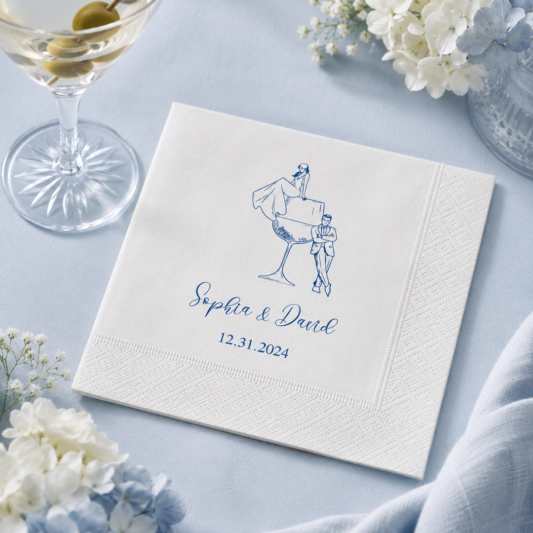 Personalized Cocktail Napkins with Text, Custom Wedding Cocktail Napkins for Engagement, Bridal Shower, Wedding Party Decor