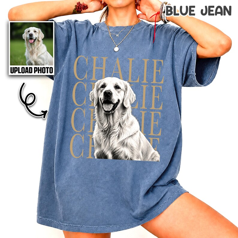 Personalized Vintage Pet Portrait Shirt, Custom Dog & Cat Photo T-Shirt, Personalized Pet Name Tee, Custom Photo Pet Lover Gift, Retro Graphic Shirt